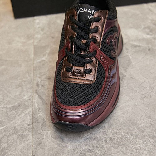 Chanel CC Logo Mesh & Leather Platform Runner Sneakers