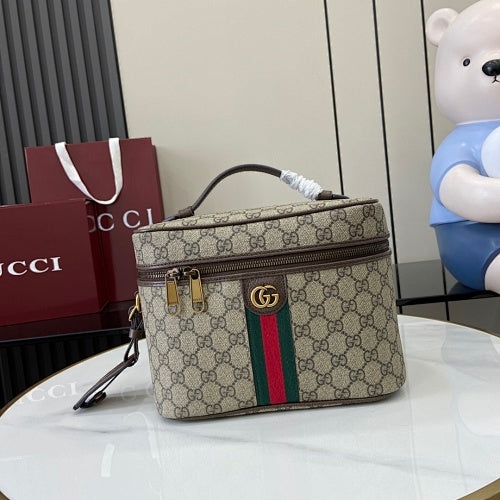 Gucci Ophidia GG Supreme Vanity Cosmetic Case / Top Handle Case