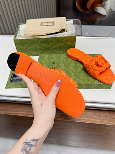 Gucci Interlocking G GG Canvas Slide Sandals