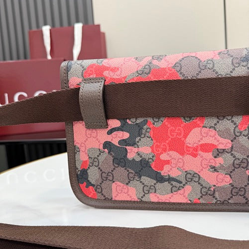 Gucci Small GG Belt Bag in Pink & Red Camouflage Marbled GG Monogra