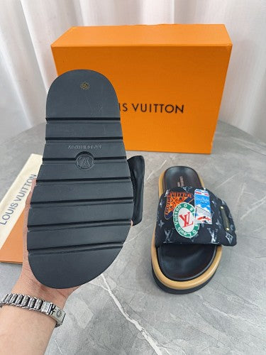 Louis Vuitton Monogram Travel Sticker Slide Sandals