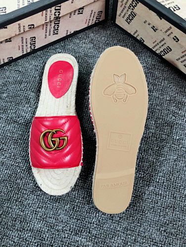 Gucci GG Marmont Matelassé Leather Espadrille Slides