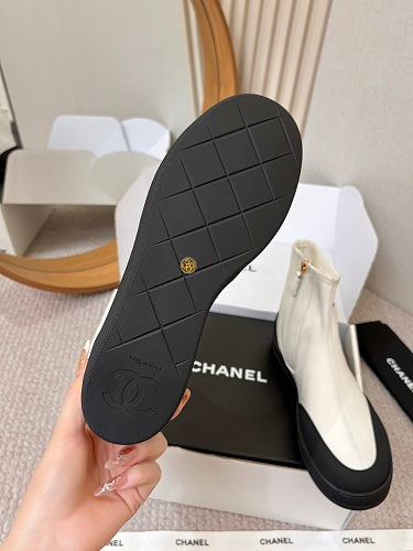Chanel CC Logo Sock Ankle Boots