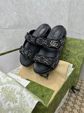 Gucci GG Crystal Jacquard Double-Strap Sandals