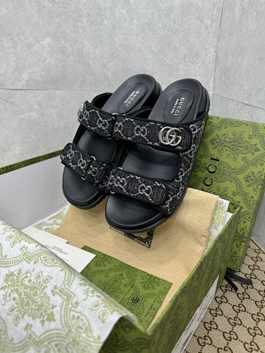 Gucci GG Crystal Jacquard Double-Strap Sandals