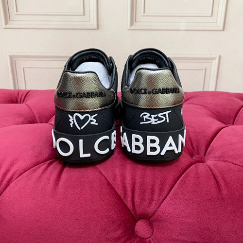 Dolce & Gabbana Portofino Graffiti Crown Low-Top Sneakers