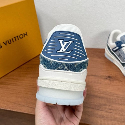 Louis Vuitton LV Trainer Denim Monogram Sneakers – Blue & White