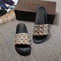 Gucci GG Supreme Pearl-Embellished Slide Sandals
