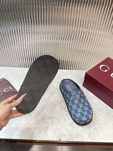 Gucci GG Denim Horsebit Mule Clogs
