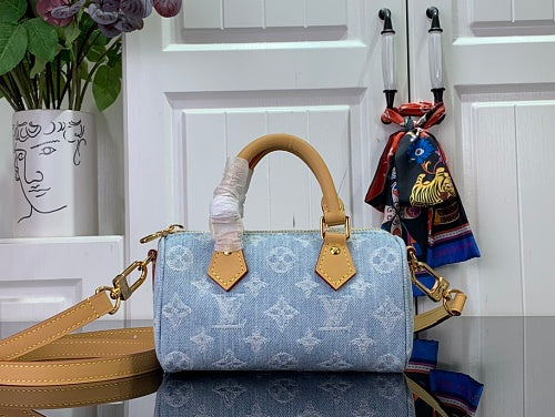 Louis Vuitton Nano Speedy Sky Blue Monogram Denim