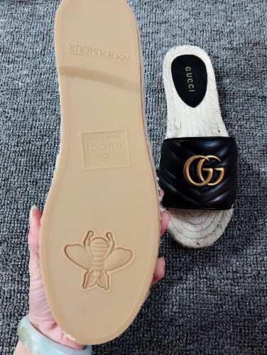 Gucci GG Marmont Matelassé Leather Espadrille Slides