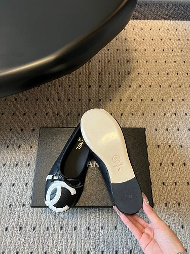 Chanel Oversized CC Logo Quilted Ballet Flats