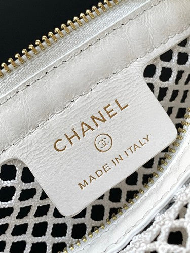 Chanel White Mesh Crescent Hobo Bag