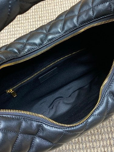 Saint Laurent (YSL) Black Quilted Icare-Style Hobo Bag