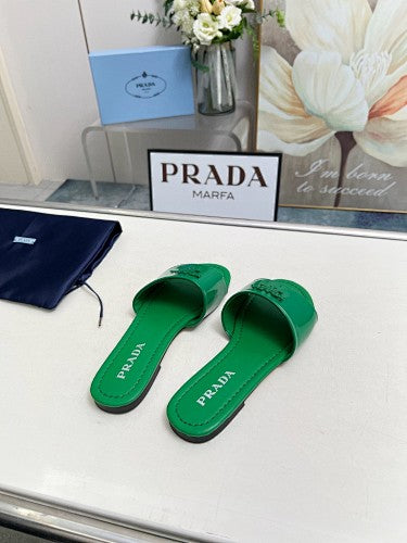 Prada Logo Flat Slide Sandals