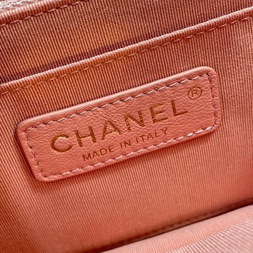 Chanel Pink Quilted Flap Bag with Front Pocke