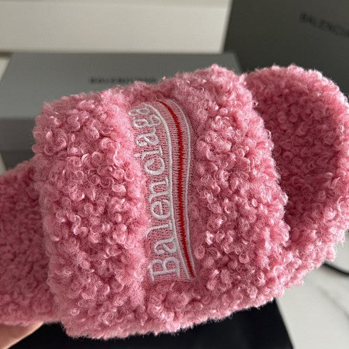 Balenciaga Furry Logo Slide Sandals