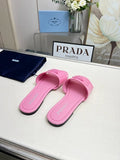Prada Logo Flat Slide Sandals