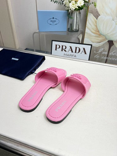 Prada Logo Flat Slide Sandals