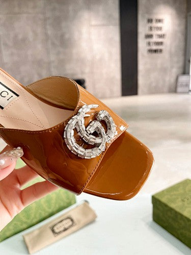 Gucci Double G crystal-embellished slide sandals