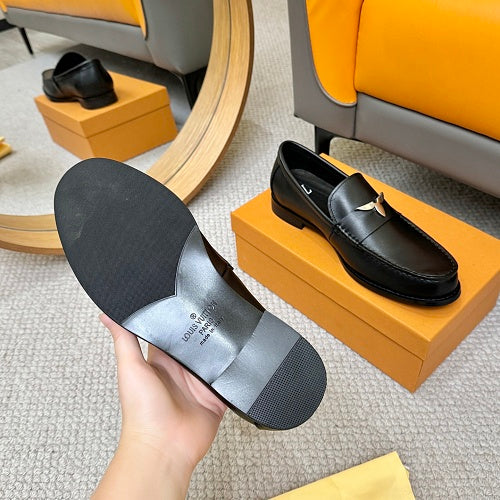 Louis Vuitton LV Initials Black Leather Loafers