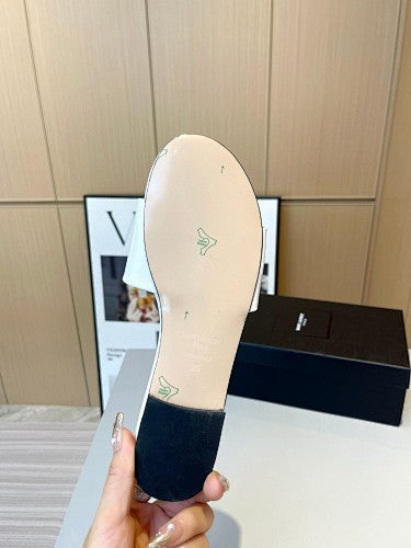 Saint Laurent YSL Cassandre Logo slide sandals