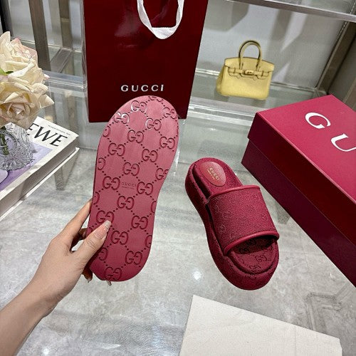 Gucci GG Monogram Canvas Flat Slide Sandals