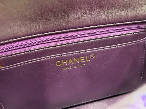 Chanel Purple Tweed Mini Flap Bag