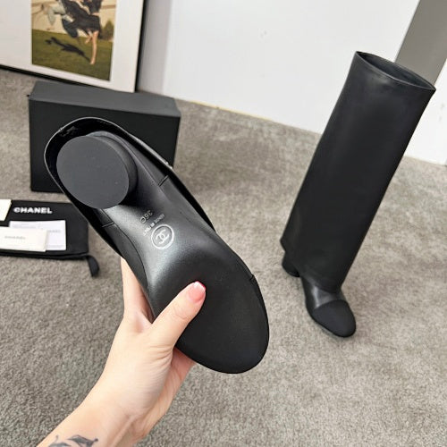 Chanel CC Logo Knee-High Riding Boot