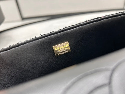 Chanel Black & Pink Tweed Classic Flap-Style Bag